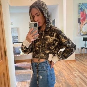 TWENTY Montreal hyper reality cropped hoodie medium black tan